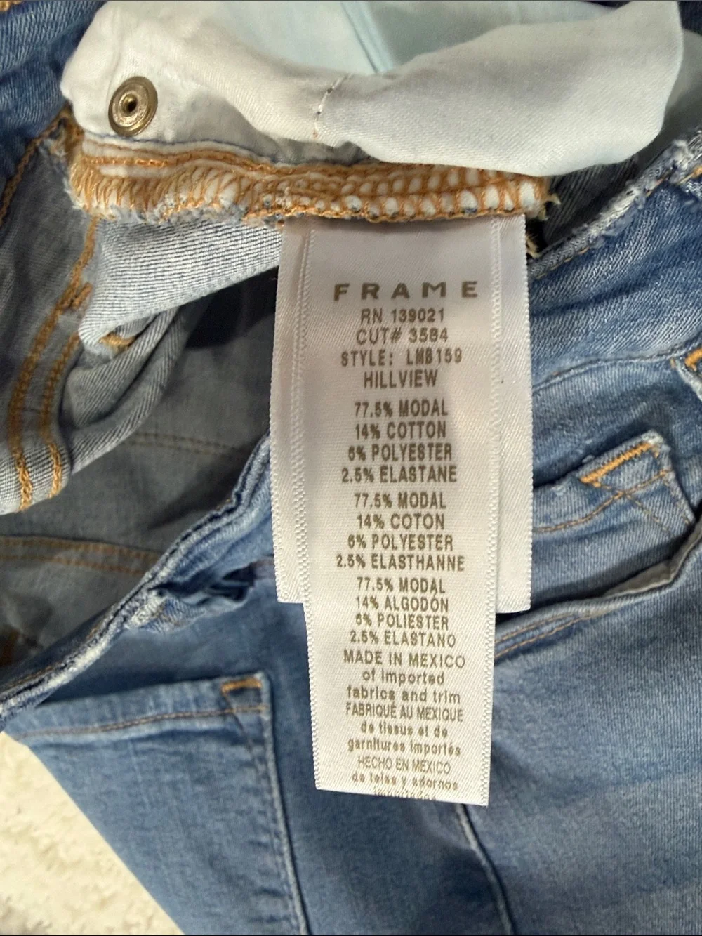 Frame Denim Light Blue Le Mini Boot,Size 27.